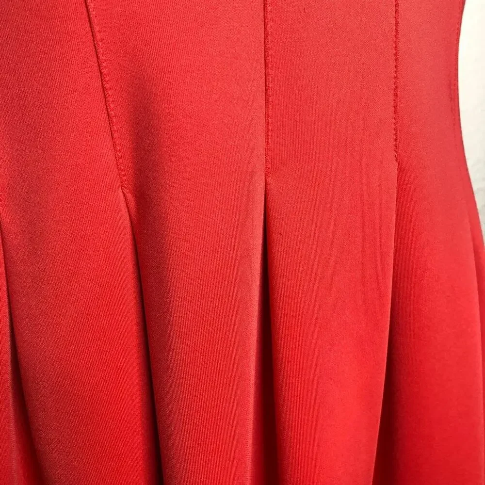 Calvin Klein coral orange pleated sleeveless fit & flare dress size 10